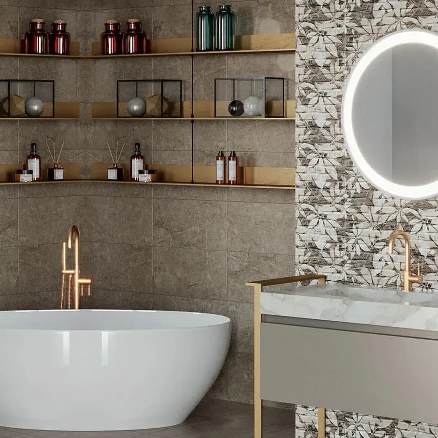 Karen Beige Shiny Decor Feature Ceramic Wall Tile - 300 x 600 mm