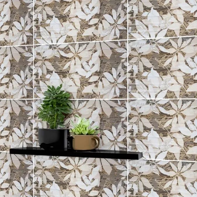 Karen Beige Shiny Decor Feature Ceramic Wall Tile - 300 x 600 mm
