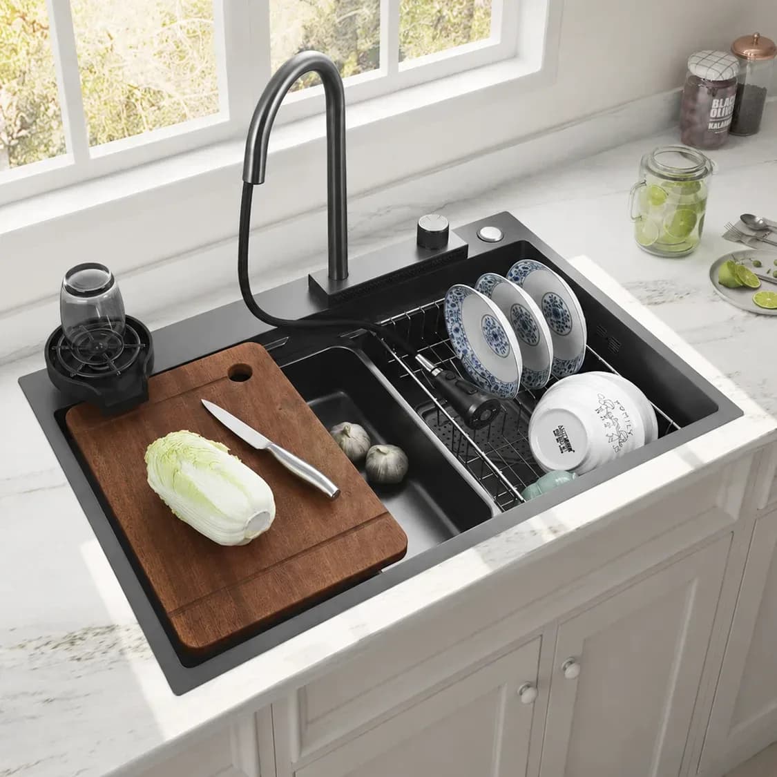 Ekos Trendy Black Kitchen Sink - 720 x 480mm