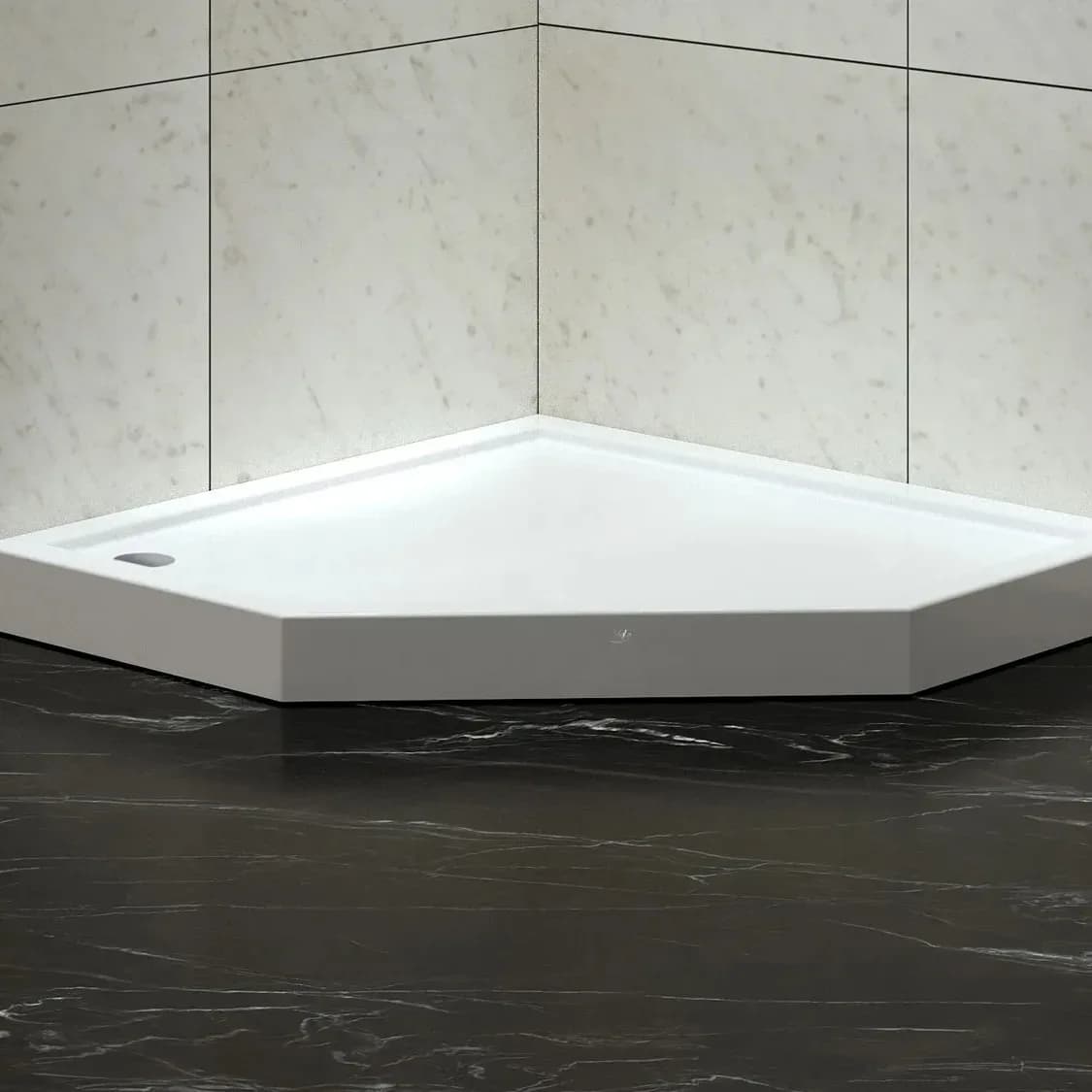 Vezuv Shower Tray Pentagon Monoblock 900mm x 900mm x 110mm Pentagon Shower Tray, Excludes Waste