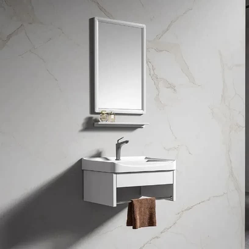 Le Comfort White Wall Hung Cabinet and White Mirror - 510 x 370mm Excludes Tap And Waste Fitting